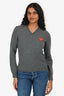 Play Comme des Garçons Grey Wool Heart Patch Sweater Size XS
