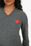 Play Comme des Garçons Grey Wool Heart Patch Sweater Size XS
