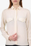 Celine Cream/Black Silk Button Up Pleated Dress Size 34