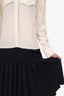 Celine Cream/Black Silk Button Up Pleated Dress Size 34