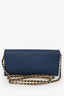 Prada 2013 Blue Saffiano Wallet On Chain