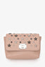 Jimmy Choo Pink Leather Mini 'Ruby/L' Star Gunmetal Chain Crossbody Bag