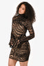 Mugler Black/Beige Star Print Long Dress Size 8