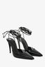 Magda Butrym Black Leather Pointed Toe Ankle Wrap Heels Size 36