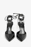 Magda Butrym Black Leather Pointed Toe Ankle Wrap Heels Size 36