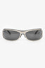 Pre-Loved Chanel™ Grey Glitter Slim Shield Crystal CC Sunglasses