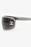 Pre-Loved Chanel™ Grey Glitter Slim Shield Crystal CC Sunglasses