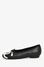 Pre-Loved Chanel™ 2004 Black/White 'Cambon' CC Ballet Flats Size 36