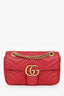 Gucci Red Leather Small GG Marmont Shoulder Bag