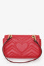 Gucci Red Leather Small GG Marmont Shoulder Bag