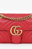 Gucci Red Leather Small GG Marmont Shoulder Bag