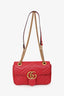 Gucci Red Leather Small GG Marmont Shoulder Bag