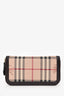 Burberry Brown Leather/Canvas Tartan Zip Around Wallet