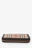 Burberry Brown Leather/Canvas Tartan Zip Around Wallet