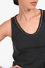 Brunello Cuccinelli Grey Cashmere Knit Beaded Trim Sleeveless Maxi Dress Size S