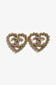 Pre-Loved Chanel™ 2025 Silver Toned Crystal Heart CC Stud Earrings