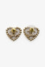 Pre-Loved Chanel™ 2025 Silver Toned Crystal Heart CC Stud Earrings