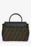 Fendi x Versace Black Leather/Zucca Top Handle Bag with Strap