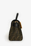 Fendi x Versace Black Leather/Zucca Top Handle Bag with Strap