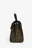 Fendi x Versace Black Leather/Zucca Top Handle Bag with Strap