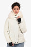 Moncler Grenobale 2018 White Down 'Entova' Ski Jacket with Detachable Fox Fur Hood Size 0