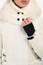 Moncler Grenobale 2018 White Down 'Entova' Ski Jacket with Detachable Fox Fur Hood Size 0