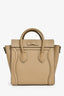 Celine Taupe Leather Nano Luggage Top Handle with Strap