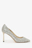 Jimmy Choo Silver Sequin Heels Size 36.5