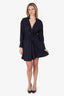 Sandro Navy Linen Blend Mini Shirt Dress Size 44