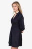 Sandro Navy Linen Blend Mini Shirt Dress Size 44