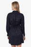 Sandro Navy Linen Blend Mini Shirt Dress Size 44