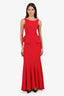 BCBG Max Azria Red Long Ruffle Dress Size 2