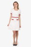 Sandro Cream Knit Striped Trim Short Dress Estimated Size S