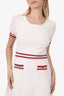 Sandro Cream Knit Striped Trim Short Dress Estimated Size S