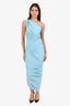 Norma Kamali Blue One Shoulder Long Ruched Dress Size 38