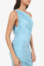 Norma Kamali Blue One Shoulder Long Ruched Dress Size 38