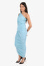 Norma Kamali Blue One Shoulder Long Ruched Dress Size 38