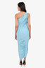 Norma Kamali Blue One Shoulder Long Ruched Dress Size 38