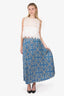 Sandro Blue Pattern Print Long Skirt Size 40