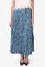 Sandro Blue Pattern Print Long Skirt Size 40