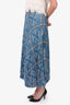 Sandro Blue Pattern Print Long Skirt Size 40