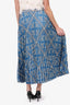 Sandro Blue Pattern Print Long Skirt Size 40