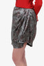 Isabel Marant Silver Metallic Ruched Mini Skirt Size 8