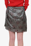 Isabel Marant Silver Metallic Ruched Mini Skirt Size 8