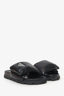 Prada Black Leather Padded Triangle Slides Size 35