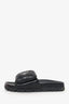 Prada Black Leather Padded Triangle Slides Size 35