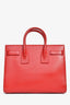 Saint Laurent Red Leather Small Sac De Jour with Strap