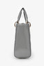 Christian Dior 2021 Grey Patent Leather Small Lady Dior Top Handle With Strap