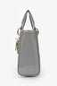 Christian Dior 2021 Grey Patent Leather Small Lady Dior Top Handle With Strap