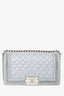 Pre-Loved Chanel™ 2019-2020 Grey Leather Quilted Medium Boy Bag SHW
